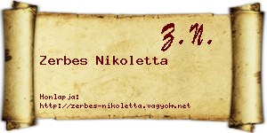 Zerbes Nikoletta névjegykártya